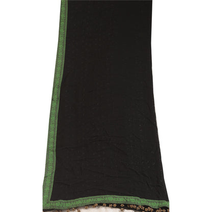 Sanskriti Vintage Embroidered-Woven Georgette Dupatta Long Stole Black Wrap Veil