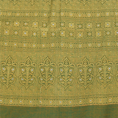 Sanskriti Vintage Indian Green Dupatta Long Stole Art Silk Woven Premium Scarves