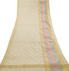 Sanskriti Vintage Dupatta Long Stole Blend Silk Ivory Hijab Hand-Woven Scarves