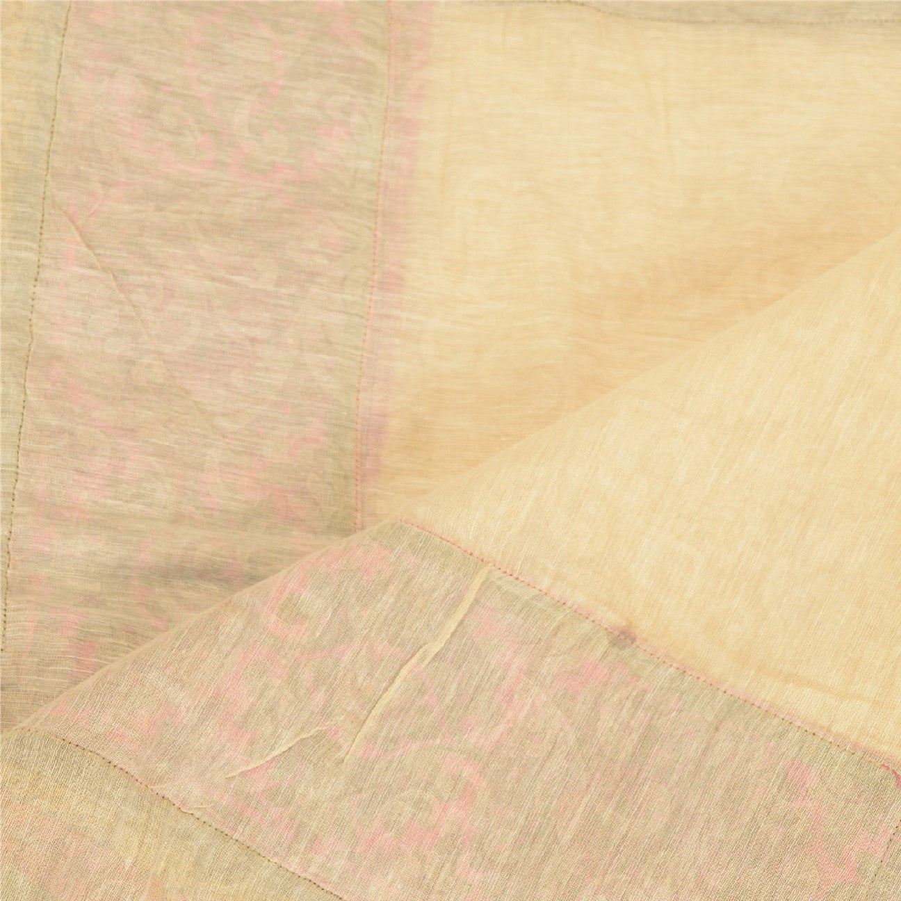 Sanskriti Vintage Dupatta Long Stole Cotton Silk Ivory Embroidered Patch Work