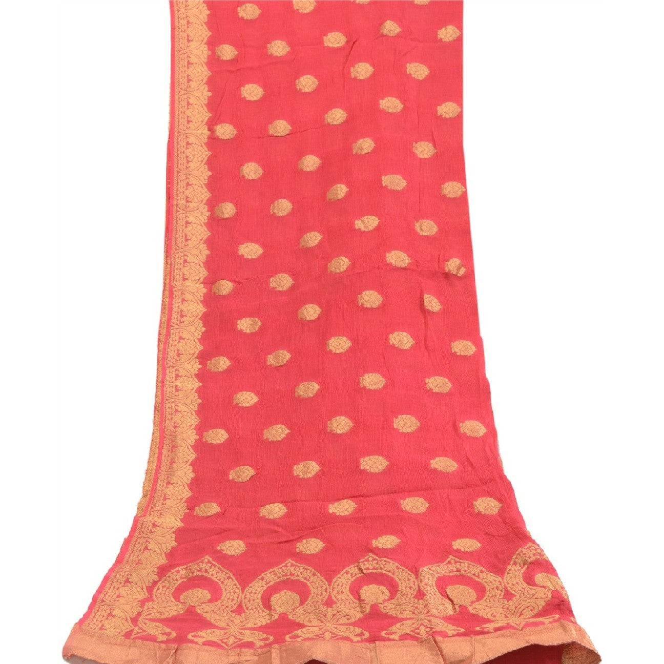 Sanskriti Vintage Dupatta Long Stole Blend Silk Pink Woven Brocade Wrap Scarves