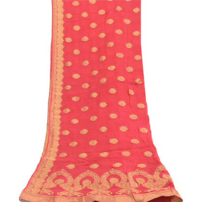 Sanskriti Vintage Dupatta Long Stole Blend Silk Pink Woven Brocade Wrap Scarves