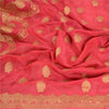 Sanskriti Vintage Dupatta Long Stole Blend Silk Pink Woven Brocade Wrap Scarves