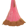 Sanskriti Vintage Pink Long Dupatta Stole Pure Georgette Bandhani Woven Scarves
