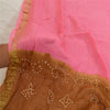 Sanskriti Vintage Pink Long Dupatta Stole Pure Georgette Bandhani Woven Scarves