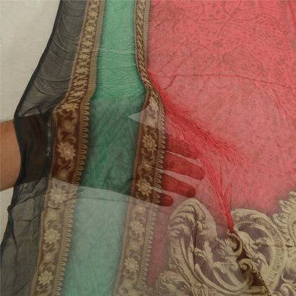 Sanskriti Vintage Digital Printed Blend Georgette Dupatta Stole Red-Green Veil