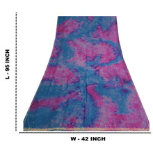 Load image into Gallery viewer, Sanskriti Vintage Blue/Pink Dupatta Long Stole Pure Crepe Silk Handmade Tie-Dye
