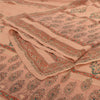 Sanskriti Vintage Long Dupatta Stole Pure Crepe Silk Peach Block Printed Scarves
