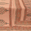 Sanskriti Vintage Long Dupatta Stole Pure Crepe Silk Peach Block Printed Scarves