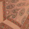 Sanskriti Vintage Long Dupatta Stole Pure Crepe Silk Peach Block Printed Scarves