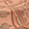 Sanskriti Vintage Long Dupatta Stole Pure Crepe Silk Peach Block Printed Scarves