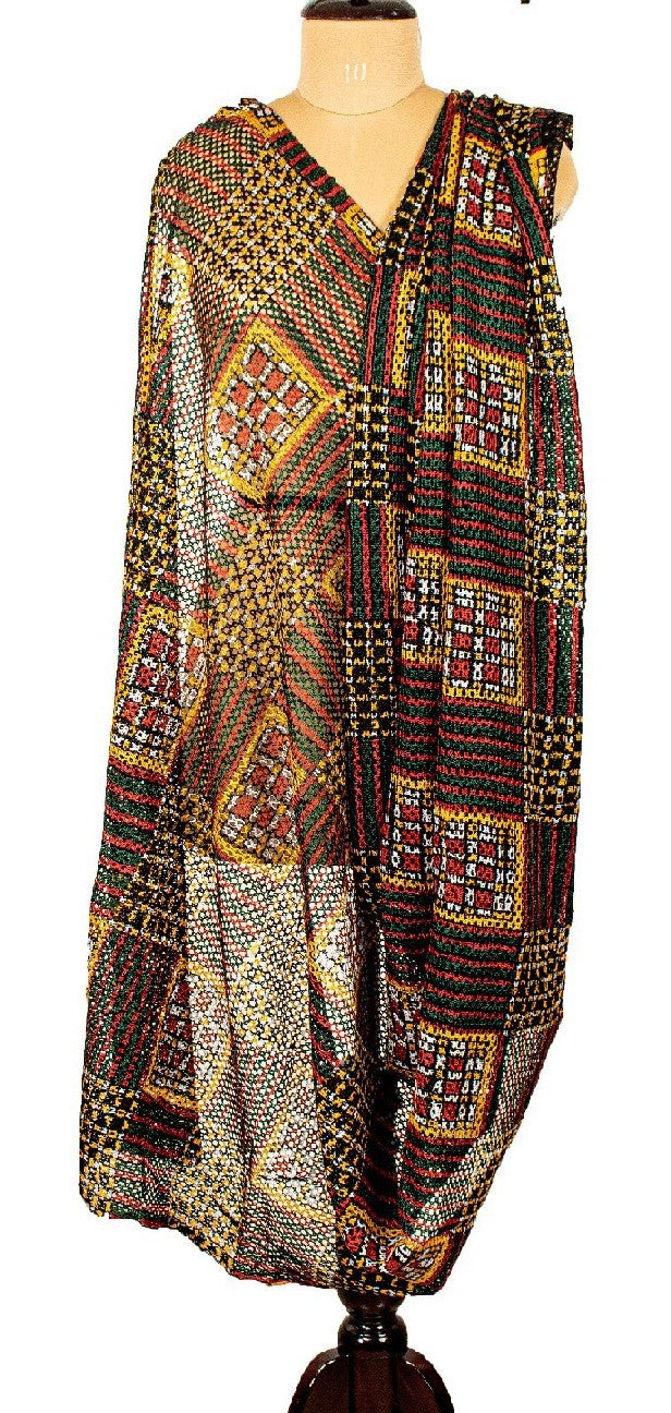 Sanskriti Vintage Lang Dupatta Stole 100% Ren Silke Håndlavede Hæklede Tørklæder