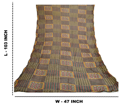 Sanskriti Vintage Lang Dupatta Stole 100% Ren Silke Håndlavede Hæklede Tørklæder