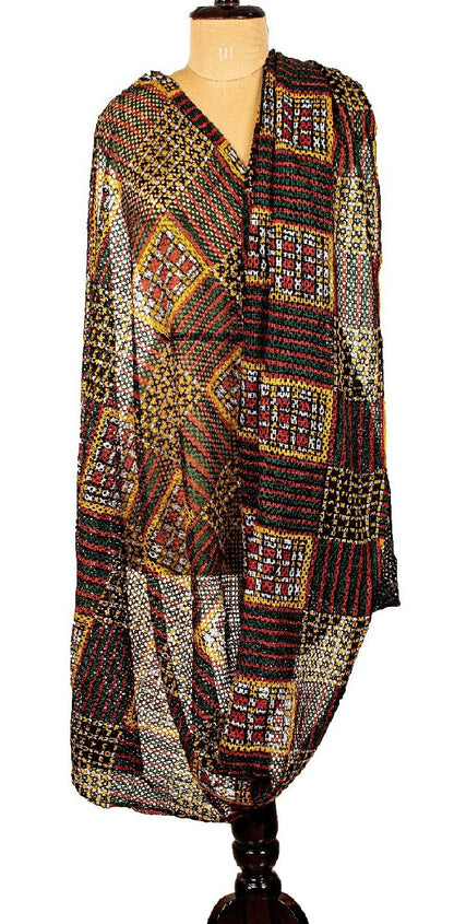 Sanskriti Vintage Lang Dupatta Stole 100% Ren Silke Håndlavede Hæklede Tørklæder