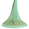 Sanskriti Vintage Long Dupatta Stole Pure Silk Sea Green Veil Woven Scarves