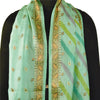 Sanskriti Vintage Long Dupatta Stole Pure Silk Sea Green Veil Woven Scarves