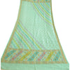 Sanskriti Vintage Long Dupatta Stole Pure Silk Sea Green Veil Woven Scarves