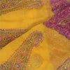 Sanskriti Vintage Long Pink/Yellow Dupatta/Stole Pure Chiffon Silk Hand Beaded