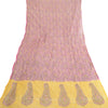 Sanskriti Vintage Long Pink/Yellow Dupatta/Stole Pure Chiffon Silk Hand Beaded