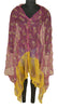 Sanskriti Vintage Long Pink/Yellow Dupatta/Stole Pure Chiffon Silk Hand Beaded