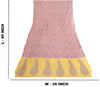 Sanskriti Vintage Long Pink/Yellow Dupatta/Stole Pure Chiffon Silk Hand Beaded