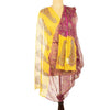Sanskriti Vintage Long Pink/Yellow Dupatta/Stole Pure Chiffon Silk Hand Beaded