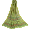 Sanskriti Vintage Long Green Dupatta/Stole Cotton Silk Hand-Block Printed Veil