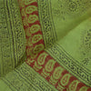Sanskriti Vintage Long Green Dupatta/Stole Cotton Silk Hand-Block Printed Veil