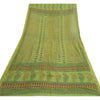 Sanskriti Vintage Long Green Dupatta/Stole Cotton Silk Hand-Block Printed Veil
