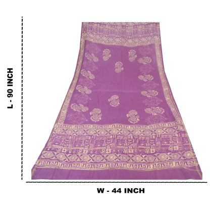 Длинные шарфы Sanskriti Vintage Purple Dupatta/Stole из хлопка и шелка с принтом
