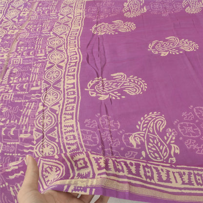 Длинные шарфы Sanskriti Vintage Purple Dupatta/Stole из хлопка и шелка с принтом