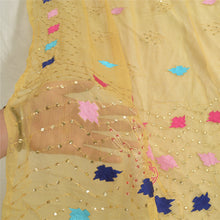 Load image into Gallery viewer, Sanskriti Vintage Dupatta Cream Long Stole Pure Chiffon Silk Hand Beaded Veil
