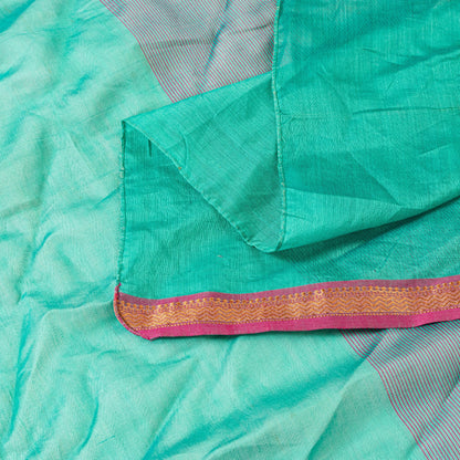 Sanskriti Vintage Long Dupatta Stole Cotton Silk Green/Purple Woven Zari Scarves