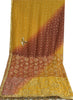 Sanskriti Vintage Long Saffron/Brown Dupatta/Stole Georgette Hand Beaded Brasso