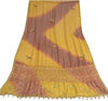 Sanskriti Vintage Long Saffron/Brown Dupatta/Stole Georgette Hand Beaded Brasso