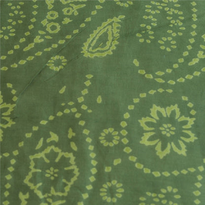 Sanskriti Vintage Long Green Dupatta/Stole Cotton Silk Hijab Printed Scarves