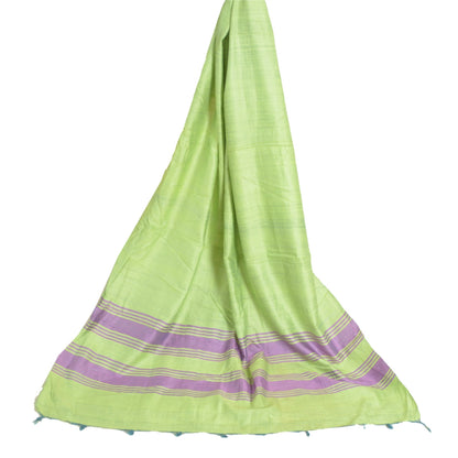 Sanskriti Vintage Long Dupatta Stole Pure Silk Green Hijab Woven Wrap Scarves