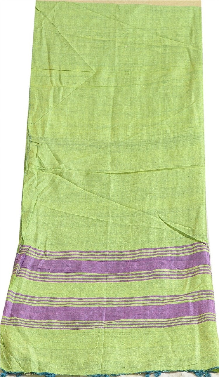 Sanskriti Vintage Long Dupatta Stole Pure Silk Green Hijab Woven Wrap Scarves