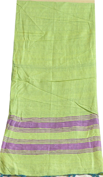 Sanskriti Vintage Long Dupatta Stole Pure Silk Green Hijab Woven Wrap Scarves