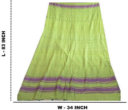 Sanskriti Vintage Long Dupatta Stole Pure Silk Green Hijab Woven Wrap Scarves