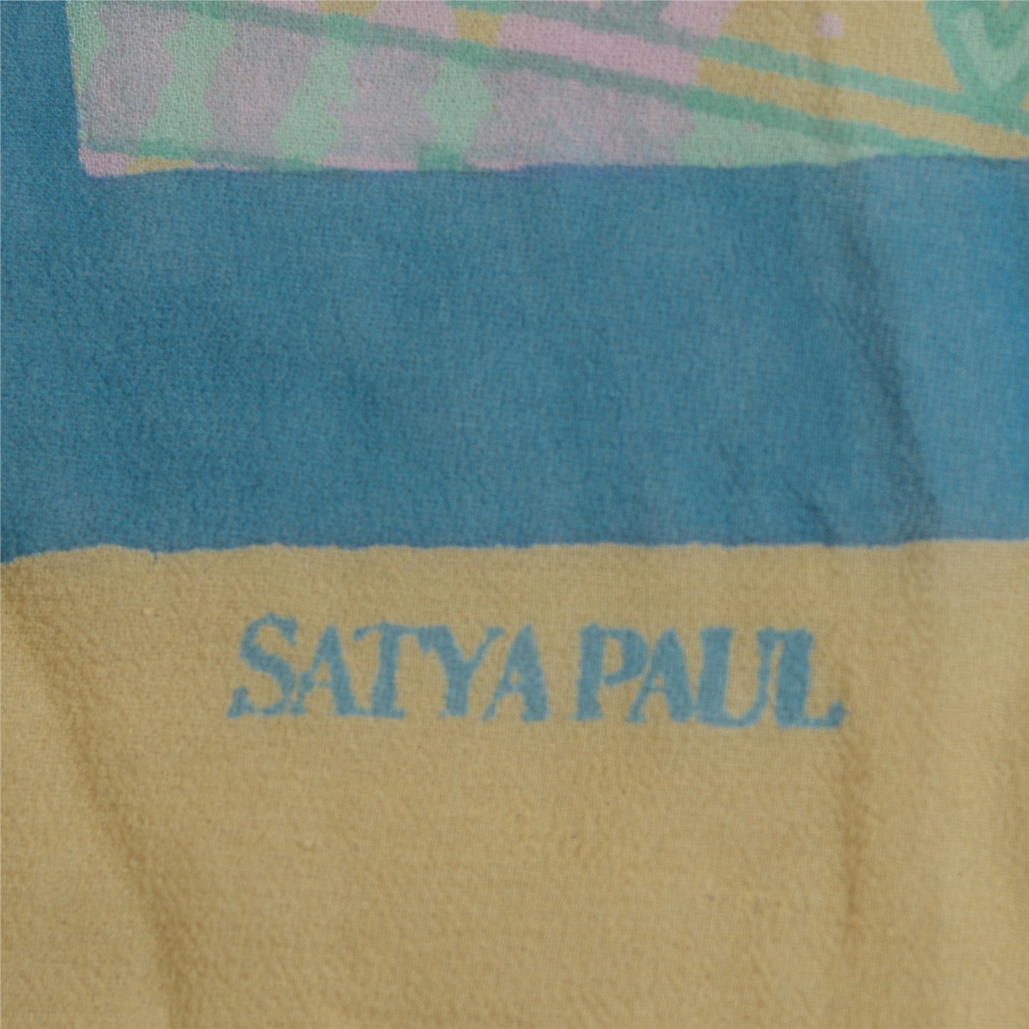 Sanskriti Vintage Long Beige & Blue Dupatta/Stole Pure Georgette Printed Veil