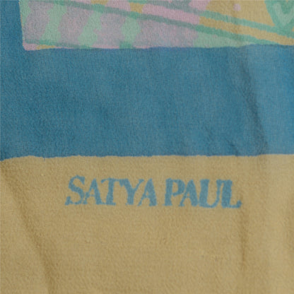 Sanskriti Vintage Long Beige & Blue Dupatta/Stole Pure Georgette Printed Veil