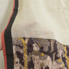 Sanskriti Vintage Long Dupatta Stole Pure Cotton Ivory Kalamkari Patch Wok Hijab