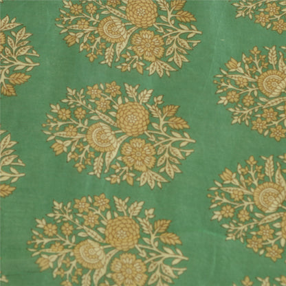 Sanskriti Vintage Block Printed-Woven Cotton Silk Dupatta Long Stole Green Veil