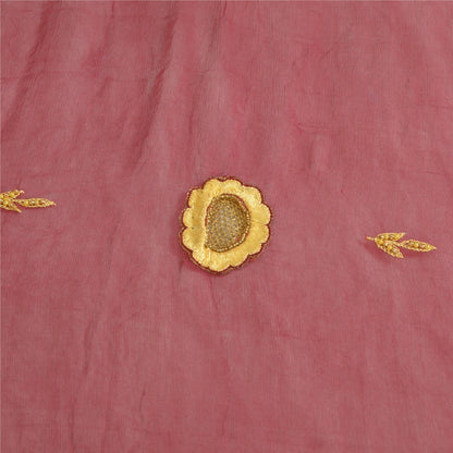 Sanskriti Vintage Long Dark Red Dupatta/Stole Pure Chiffon Silk Hand Beaded Veil