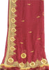 Sanskriti Vintage Long Dark Red Dupatta/Stole Pure Chiffon Silk Hand Beaded Veil