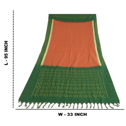 Sanskriti Vintage Sambalpuri Ikat Hand Woven Pure Cotton Dupatta/Stole Red Veil