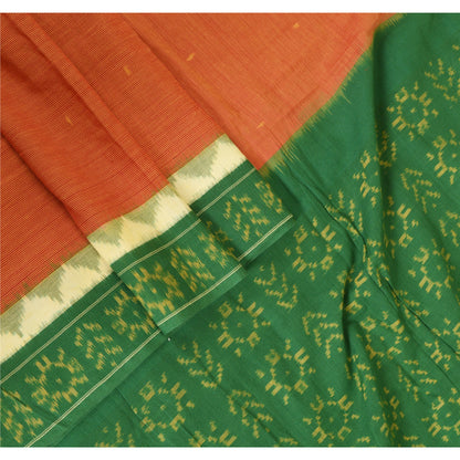 Sanskriti Vintage Sambalpuri Ikat Hand Woven Pure Cotton Dupatta/Stole Red Veil
