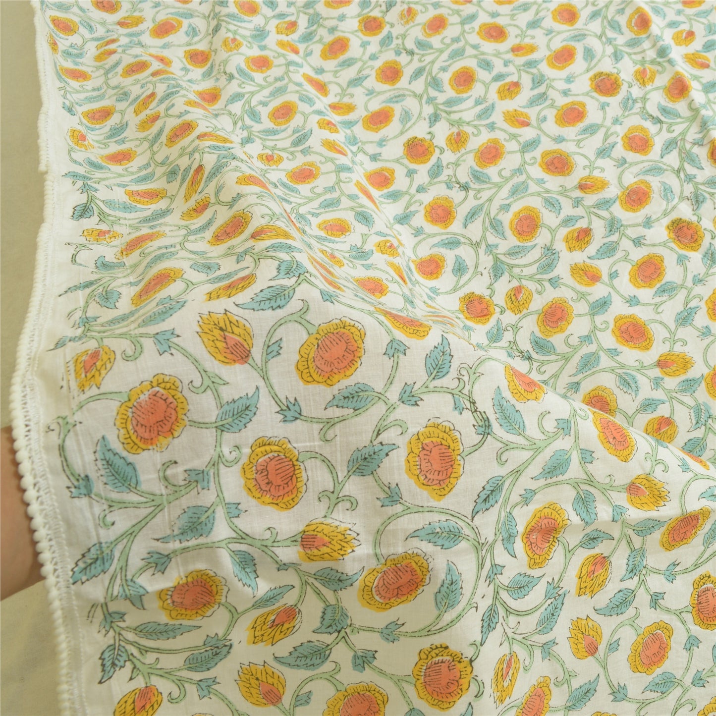 Sanskriti Vintage Long Dupatta Stole Pure Cotton White Hijab Block Print Scarves