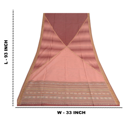 Sanskriti Vintage Lange Dupatta Stola Bomuld Ferskenfarvede Hijab Vævede Wrap Halstørklæder